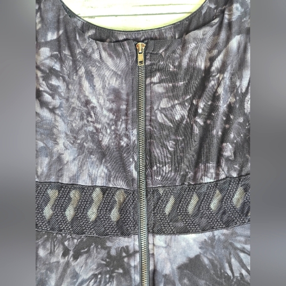 EMPYRE ZUMIEZ Skater Black & Gray Tie Dye Lace Tank Soft Midi Dress Zip up Back - Picture 9 of 10